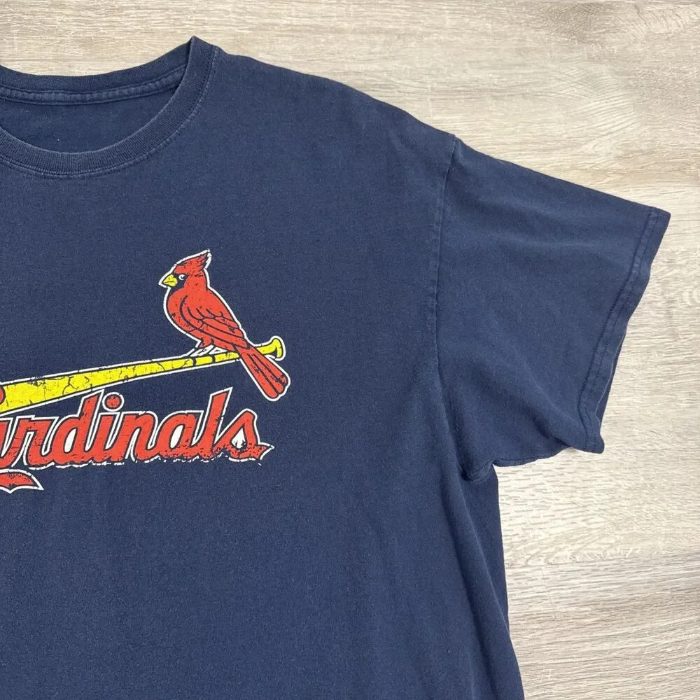 St. Louis Cardinals Shirt Men's Blue Baseball Flag Short Sleeve XL Tee